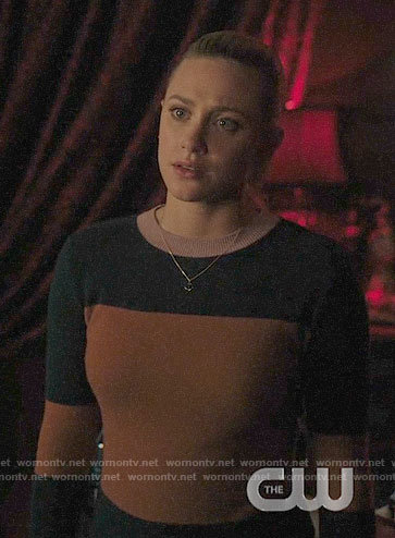 Betty’s colorblock sweater on Riverdale