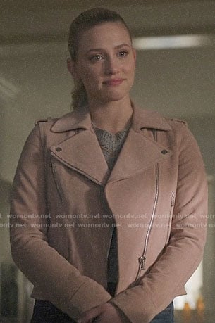 Betty's pink suede moto jacket on Riverdale