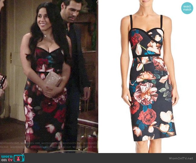 Black Halo Nocturne Daria Dress worn by Mia Rosales (Noemi Gonzalez) on The Young and the Restless