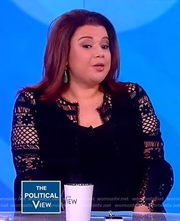 Ana's black crochet knit jacket on The View