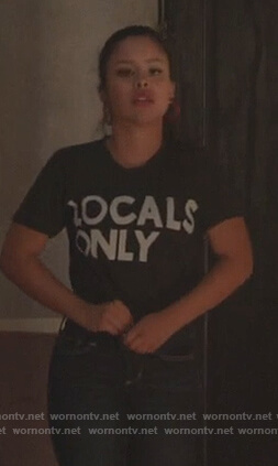 Mariana’s Locals Only print tee on Good Trouble