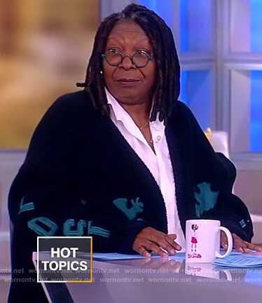 Whoopi’s black Lost Hill cardigan on The View