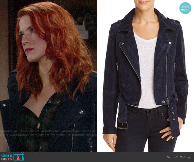 BlankNYC Suede Moto Jacket worn by Sally Spectra (Courtney Hope) on The Bold and the Beautiful