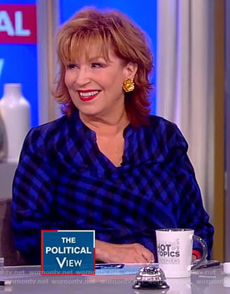 Joy’s blue swirl checked blouse on The View