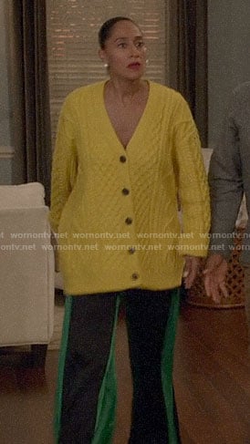 Wornontv Bo S Yellow Cable Knit Cardigan On Black Ish Tracee