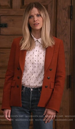 Mallory's brown double breasted blazer on Grace and Frankie