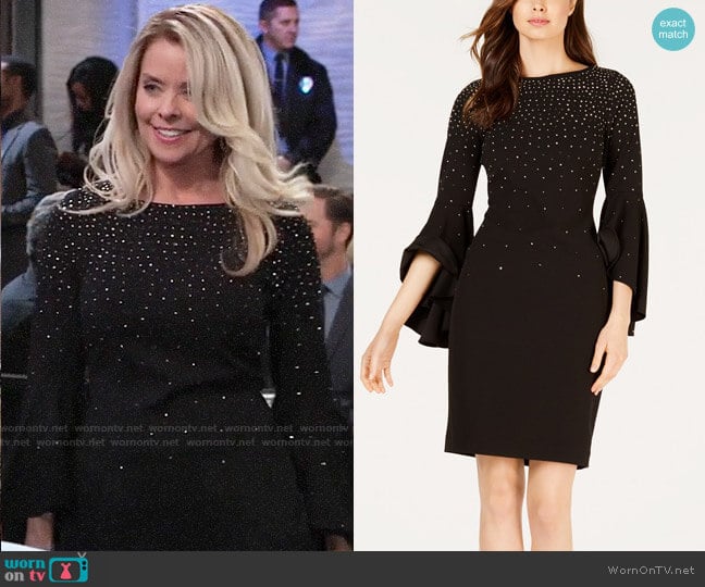 Calvin Klein Embellished Sheath Dress worn by Felicia Scorpio (Kristina Wagner) on General Hospital