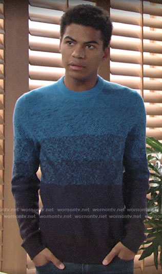 Charlie's blue ombre sweater on The Young and the Restless