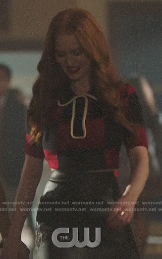 Cheryl’s red checkerboard top and leather skirt on Riverdale