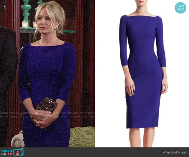 Chiara Boni La Petite Robe Lace-Up Detail Sheath Dress worn by Sharon Newman (Sharon Case) on The Young and the Restless