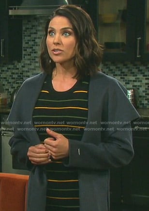 Chloe’s black striped knit dress on Days of our Lives