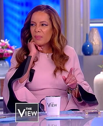 WornOnTV: Sunny’s pink contrast ruffled cuffs dress on The View | Sunny ...