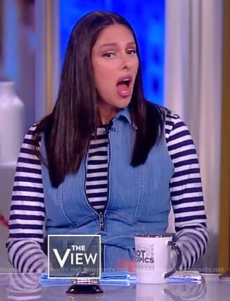 Abby’s zip front denim jumpsuit on The View