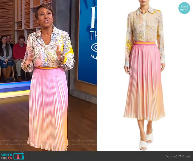 WornOnTV: Robin’s map print blouse and ombre pleated skirt on Good ...