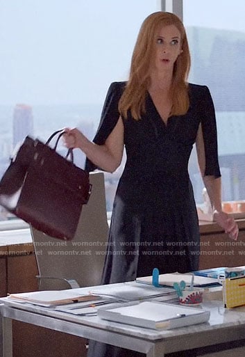 Donna’s black cape sleeve dress on Suits