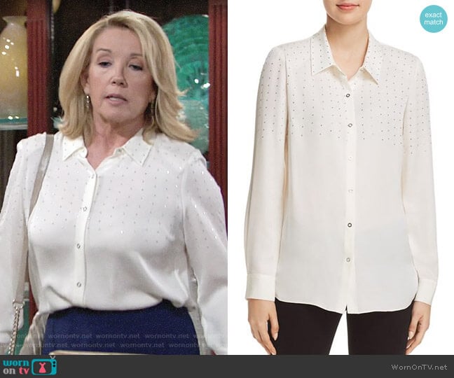 Elie Tahari Macklyn Blouse worn by Nikki Reed Newman (Melody Thomas-Scott) on The Young and the Restless