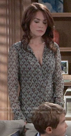 Elizabeth’s printed long sleeve dress on General Hospital