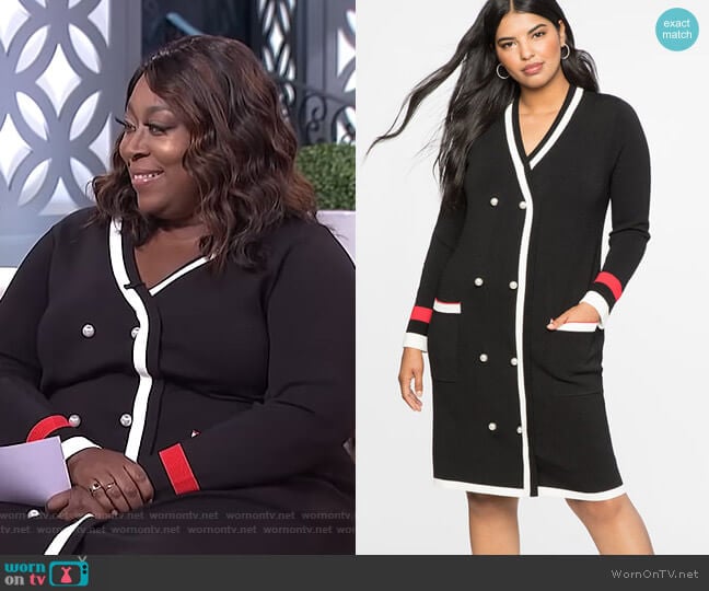 WornOnTV: Loni’s black button front sweater dress on The Real | Loni ...