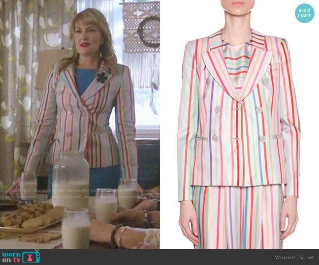 Emporio Armani Candy-Striped Double-Breasted Jacket worn by Alice Cooper (Mädchen Amick) on Riverdale