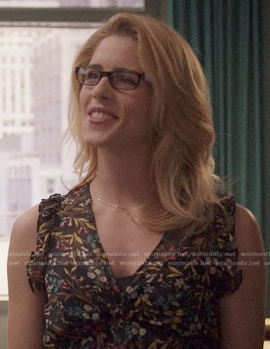 Felicity's floral v-neck top on Arrow