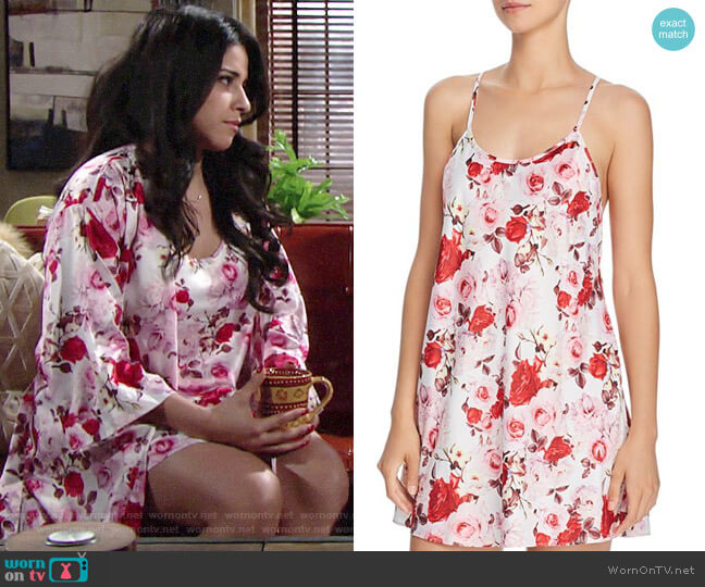 Flora Nikrooz Alejandra Floral Satin Chemise worn by Mia Rosales (Noemi Gonzalez) on The Young & the Restless