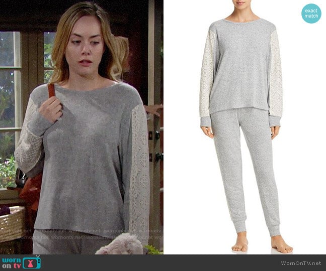 Flora Nikrooz Harbor Cozy PJ Set worn by Hope Logan (Annika Noelle) on The Bold and the Beautiful