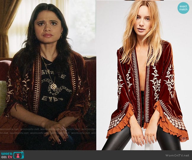 Free People Paisley Park Jacket worn by Mel Vera (Melonie Diaz) on Charmed