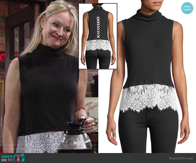 Generation Love Delavigne Lace-Up Sleeveless Turtleneck Top worn by Sharon Newman (Sharon Case) on The Young and the Restless