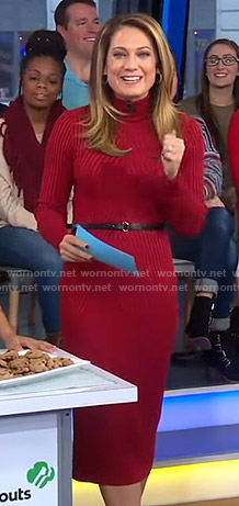 Ginger’s red ribbed dress on Good Morning America