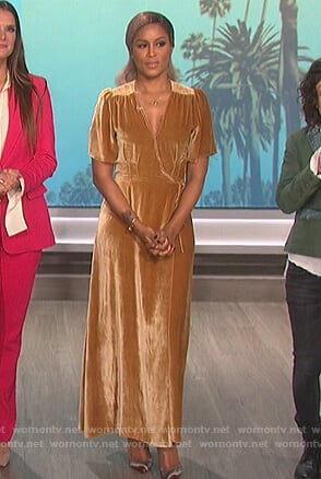 Eve’s gold wrap maxi dress on The Talk