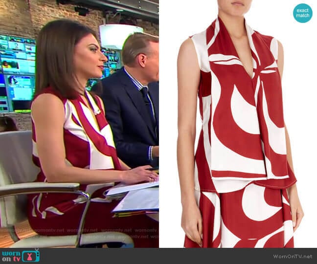 Silk Graphic Floral V-Neck Top by Victoria Beckham worn by Bianna Golodryga on CBS Mornings