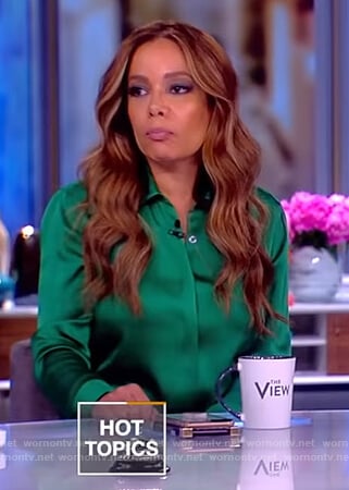 Sunny’s green satin shirtdress on The View