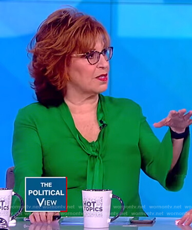 Joy’s green tie neck bell sleeve blouse on The View