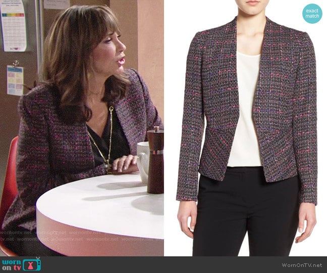 Halogen Structured Tweed Jacket worn by Jill on The Young and the Restless worn by Jill Abbott (Jess Walton) on The Young and the Restless