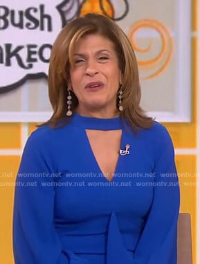 Hoda’s blue keyhole ruffle front dress on Today