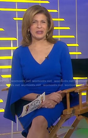 Hoda’s blue contrast bell sleeve dress on Today