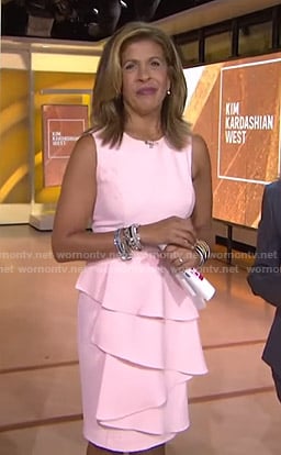 Hoda’s pink ruffle front dress on Today