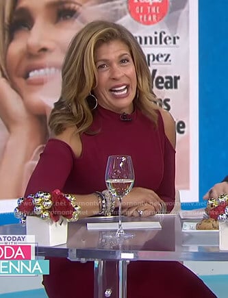 Hoda’s red cold-shoulder dress on Today