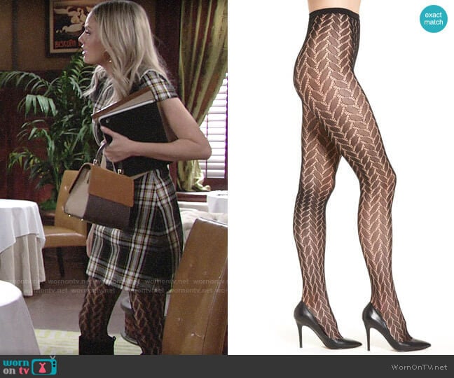 Hue Bold Herringbone Net Tights worn by Abby Newman (Melissa Ordway) on The Young and the Restless