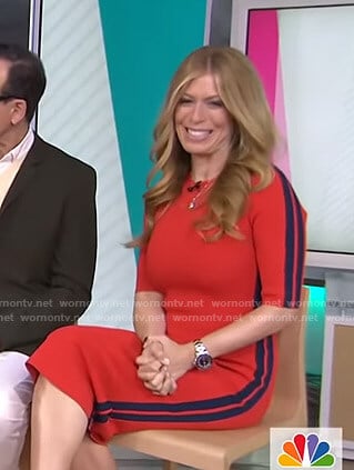 Jill’s red side striped dress on Today