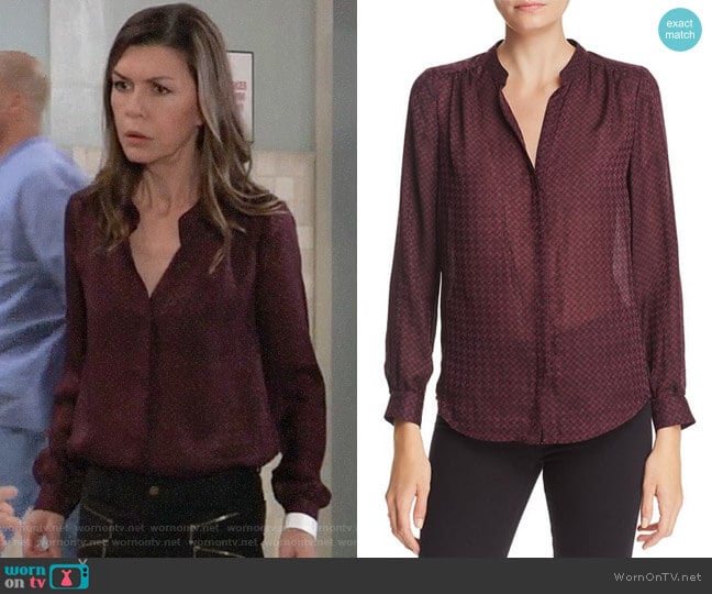 Joie Mintee Blouse worn by Anna Devane (Finola Hughes) on General Hospital