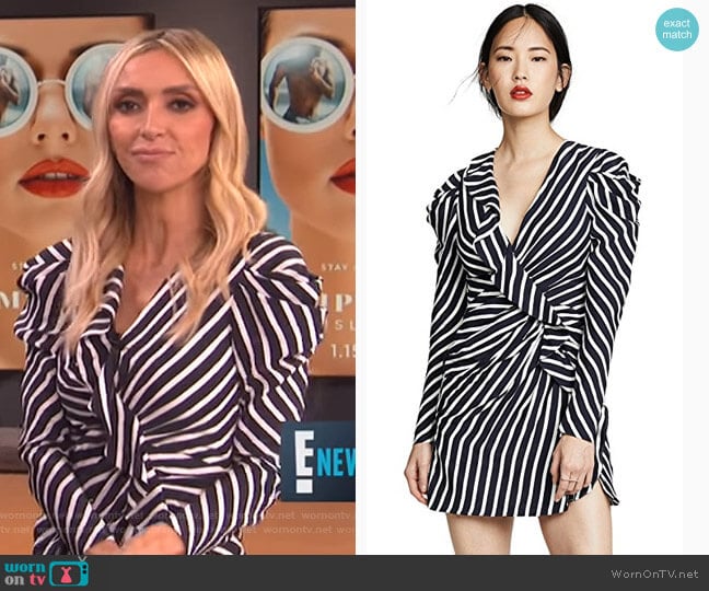 Stripe Ruffle Slit Dress by Jonathan Simkhai worn by Giuliana Rancic on E! News