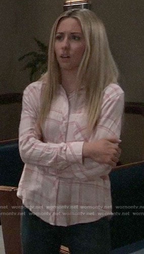 Josslyn’s pink plaid shirt on General Hospital