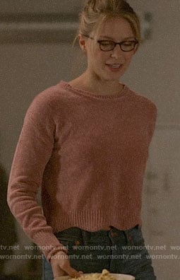 Kara's pink scalloped trim sweater on Supergirl