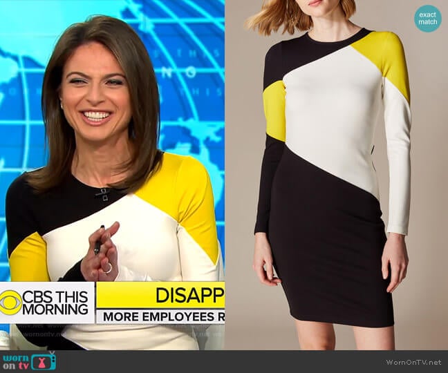 Colourblock Panelled Dress by Karen Millen worn by Bianna Golodryga on CBS Mornings