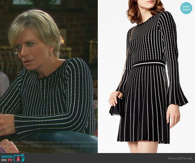 Pin-stripe Knit Dress by Karen Millen worn by Kayla Brady (Mary Beth Evans) on Days of our Lives