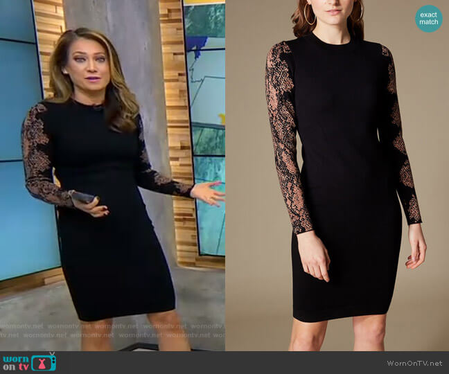 Snakeskin-Print Sleeve Dress by Karen Millen worn by Ginger Zee on Good Morning America