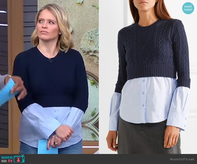 WornOnTV: Sara’s navy layered sweater on GMA Day | Sara Haines ...