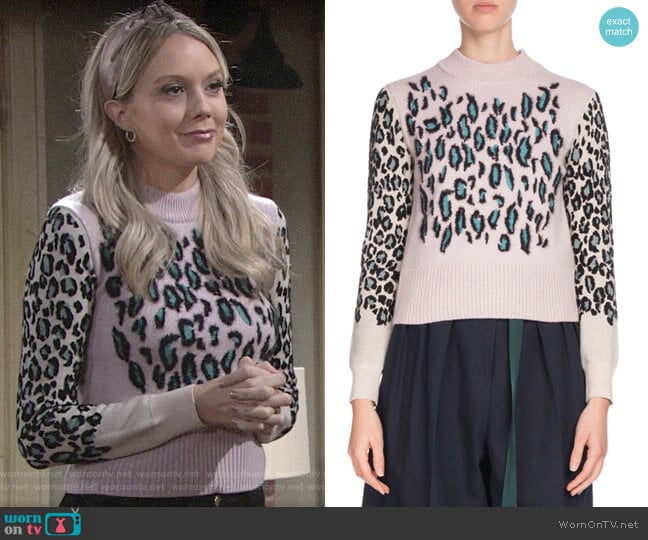 Kenzo Leopard-Print Wool Pullover Sweater worn by Abby Newman (Melissa Ordway) on The Young and the Restless