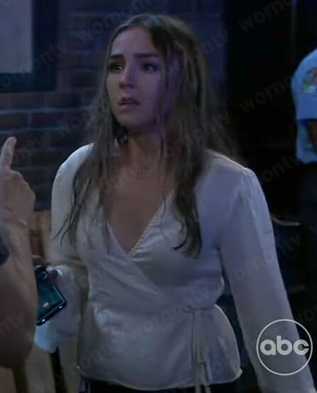 Kristina’s off-white wrap top on General Hospital